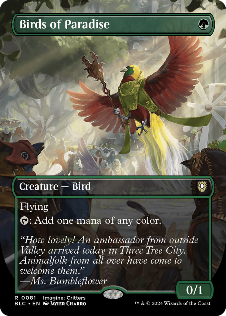 Birds of Paradise (Borderless) - Bloomburrow Commander