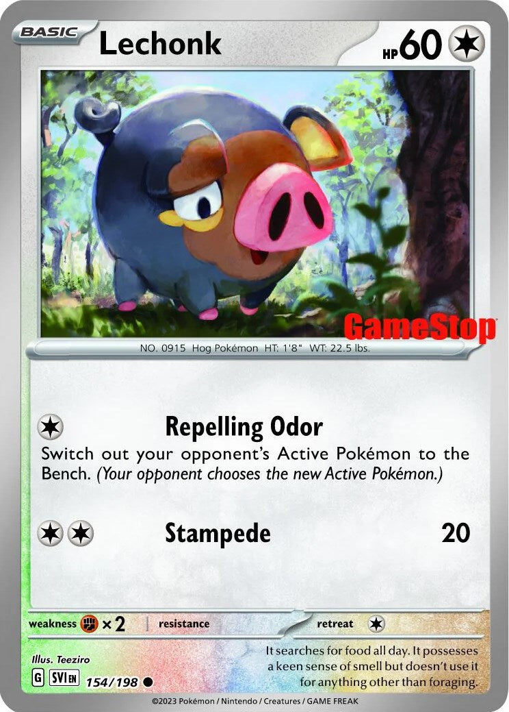pokemon scarlet and violet cards gamestop Lechonk (154/198) (GameStop Promo) [Scarlet & Violet: Base Set]