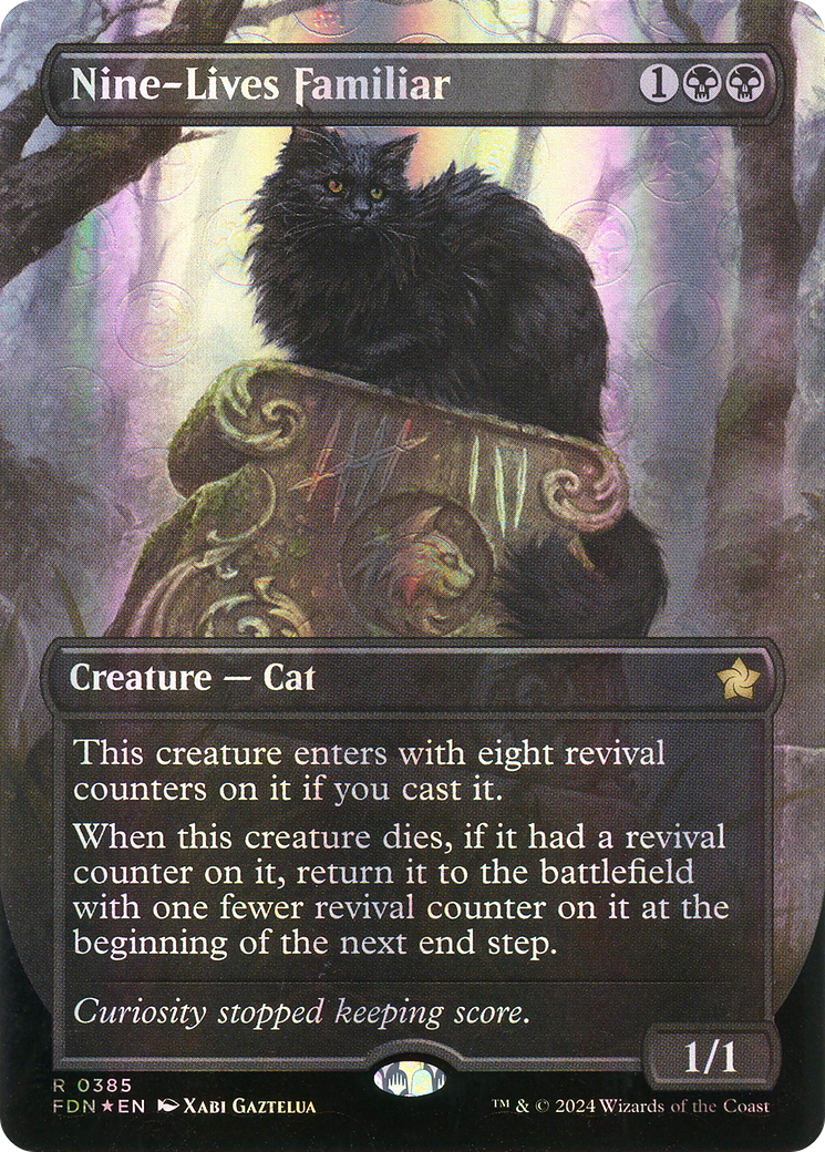 Nine-Lives Familiar (Borderless) (Mana Foil) [Foundations] Foil
