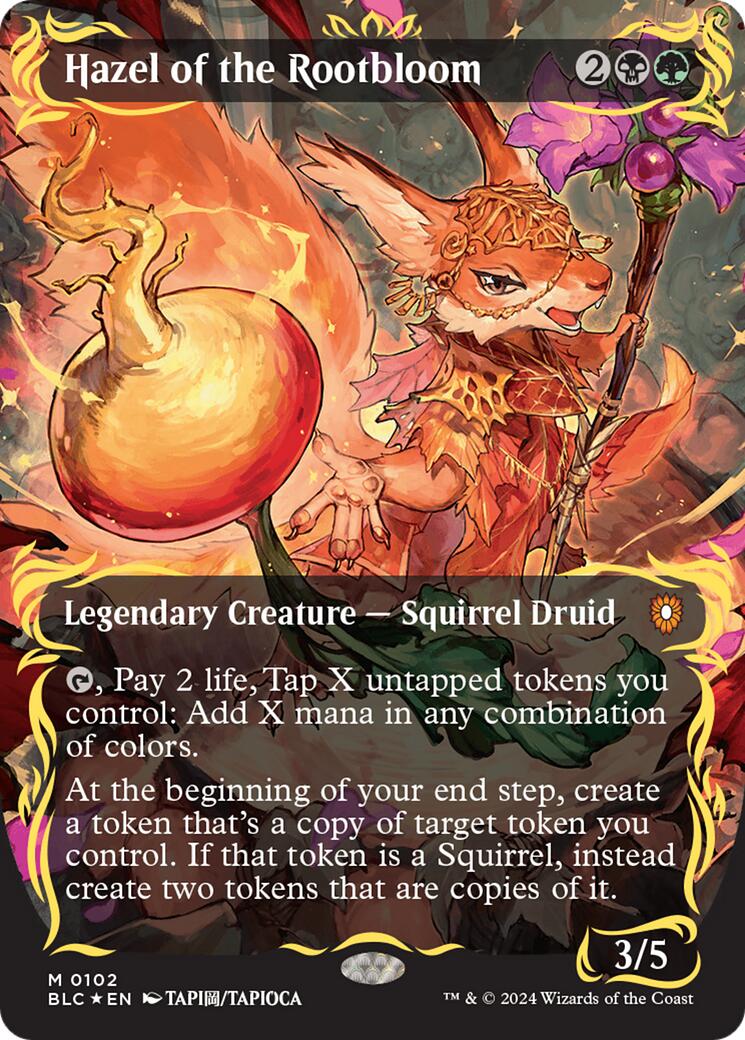 Hazel of the Rootbloom (Borderless) (Raised Foil) [Bloomburrow Command Hazel of the Rootbloom (Borderless) (Raised Foil) [Bloomburrow Command