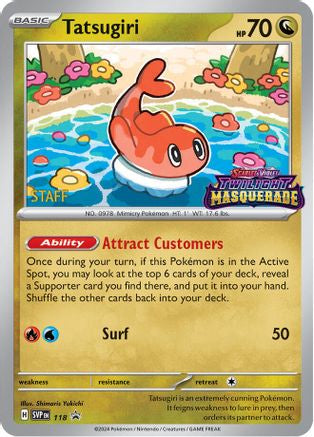 Tatsugiri (Prerelease) [Staff] 118 [SV Scarlet & Violet Promo Cards]  - Holofoil