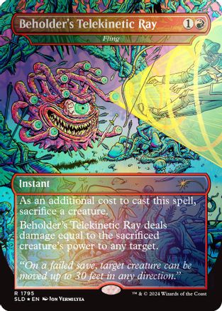 Beholder's Telekinetic Ray - Fling (Rainbow Foil) - Secret Lair Drop Series Foil