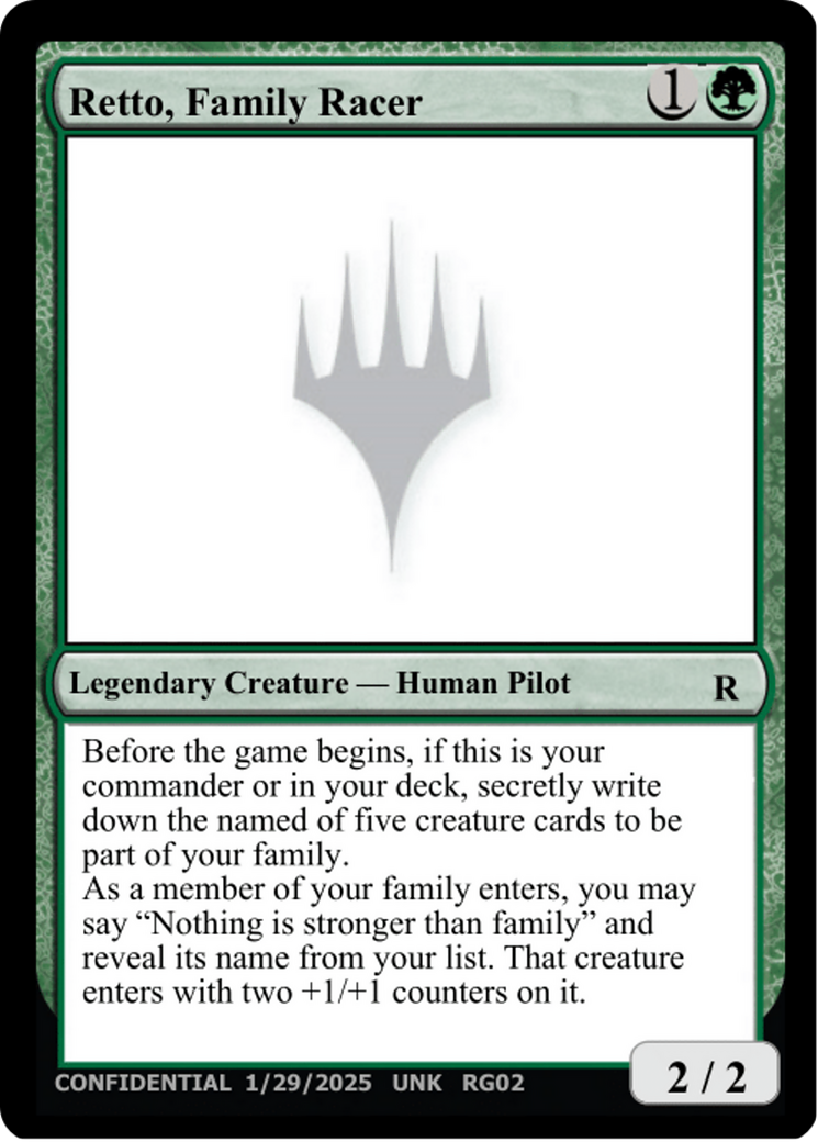 Retto, Family Racer [Un-Known Event Playtest Cards]