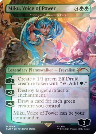 Miku, Voice of Power - Freyalise, Llanowar's Fury (Rainbow Foil) [Secret Lair Drop Series] Foil