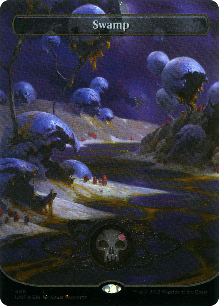 Swamp (488) (Borderless) (Galaxy Foil) - [Unfinity] Foil