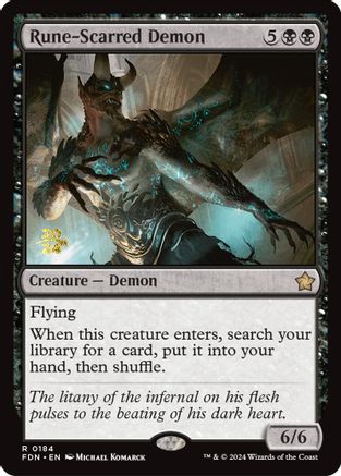 Rune-Scarred Demon [Prerelease Cards] Foil