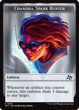 Emblem - Chandra, Spark Hunter // Vehicle Double-Sided Token [Aetherdrift]