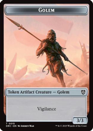 Golem (0015) // Thopter (0009) Double-Sided Token [Aetherdrift Commander Tokens]