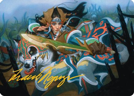 Eshki Dragonclaw Art Card (23/54) (Gold-Stamped Signature) - Art Series: Tarkir: Dragonstorm