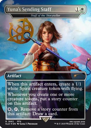 Yuna's Sending Staff - Staff of the Storyteller (Rainbow Foil) [Secret Lair Drop Series] Foil