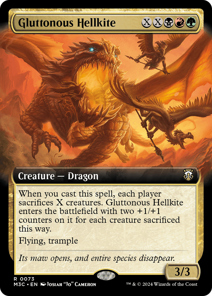 Gluttonous Hellkite (Extended Art): (Extended Art) [Modern Horizons 3 Commander]