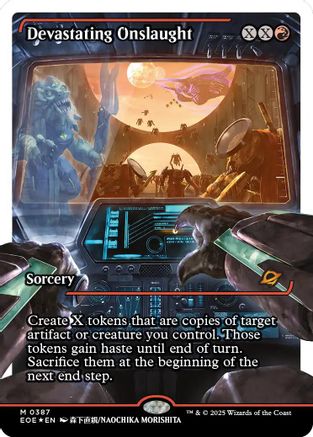 Devastating Onslaught (0387) (Showcase) (Fracture Foil) [Edge of Eternities] Foil