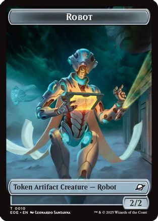 Robot // Emblem - Tezzeret, Cruel Captain Double-Sided Token [Edge of Eternities Tokens]