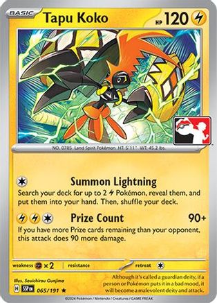 Tapu Koko - 65/191 [Prize Pack Series Cards]