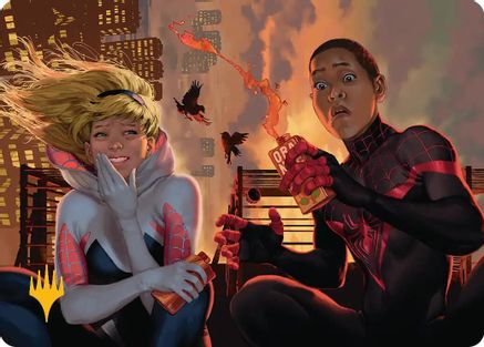 Heroes' Hangout Art Card (Gold-Stamped Planeswalker Symbol) [Art Series: Marvel's Spider-Man]