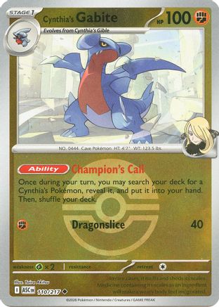 Cynthia's Gabite (Poke Ball) 110 [ME Ascended Heroes]  - Reverse Holofoil