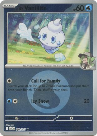 N's Vanillite (Energy Symbol Pattern) 049 [ME Ascended Heroes]  - Reverse Holofoil