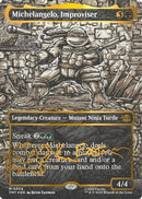 Michelangelo, Improviser (Borderless) (Gold-Stamped Signature) [Teenage Mutant Ninja Turtles]