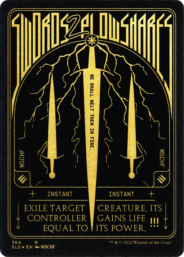 Swords to Plowshares (Foil Etched) (Gold) (SLD-364) - Secret Lair Drop Foil