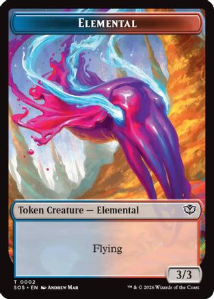 Elemental (0002) // Treasure Double-Sided Token - Secrets of Strixhaven