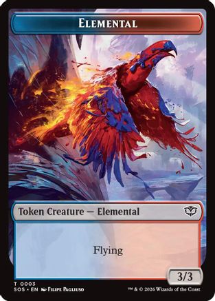 Elemental (0003) // Treasure Double-Sided Token - Secrets of Strixhaven