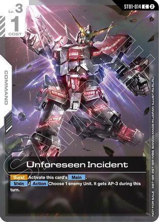 Unforeseen Incident (World Championship Regionals 26-27 Season 1) (ST01-014) [Gundam Promotional Cards] Holofoil