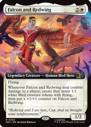 Falcon and Redwing (Extended Art) - Commander: Marvel Super Heroes Foil