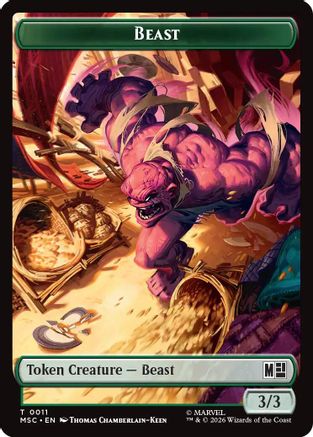 Beast // Vibranium Double-Sided Token [Commander: Marvel Super Heroes] Foil