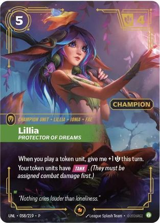 Lillia - Protector of Dreams (Champion) (058/219) [Riftbound Organized Play Promotional Cards] Foil