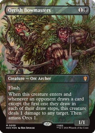 Orcish Bowmasters (Borderless) (Surge Foil) [The Hobbit: Eternal-Legal] Foil