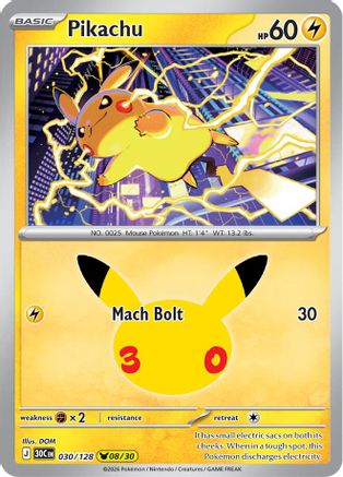 Pikachu 030/128 [ME 30th Celebration]  - Holofoil