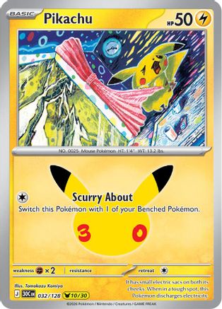 Pikachu 032/128 [ME 30th Celebration]  - Holofoil