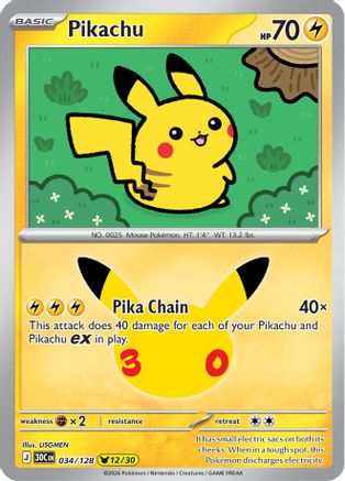 Pikachu 034/128 [ME 30th Celebration]  - Holofoil