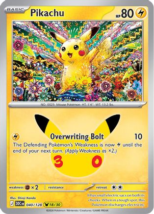Pikachu 040/128 [ME 30th Celebration]  - Holofoil