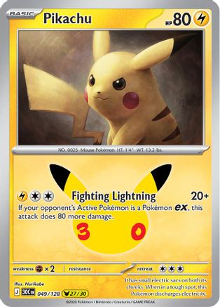 Pikachu 049/128 [ME 30th Celebration]  - Holofoil