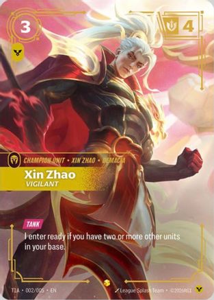 Xin Zhao, Vigilant (T1 Worlds Champion Player Bundle) (T1A 002/005) [Riftbound Promotional Cards] Foil