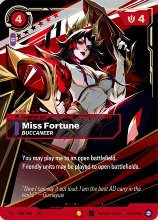 Miss Fortune, Buccaneer (T1 Worlds Champion Signature Edition Bundle) (T1S 004/005) [Riftbound Promotional Cards] Foil