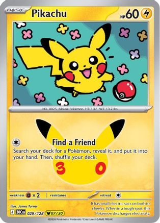 Pikachu 029/128 [ME 30th Celebration]  - Holofoil