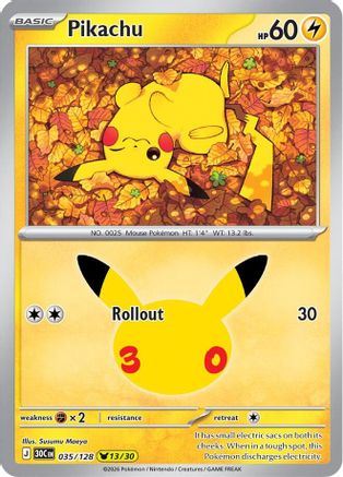 Pikachu 035/128 [ME 30th Celebration]  - Holofoil