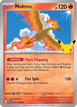 Moltres - 011/128 [ME: 30th Celebration] - Holofoil