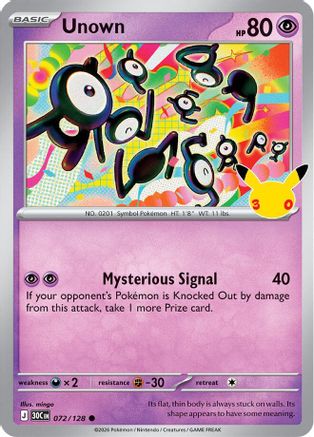 Unown - 72/128 [ME: 30th Celebration] - Holofoil
