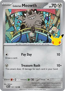Galarian Meowth - 101/128 [ME: 30th Celebration] - Holofoil