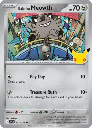 Galarian Meowth - 101/128 [ME: 30th Celebration] - Holofoil