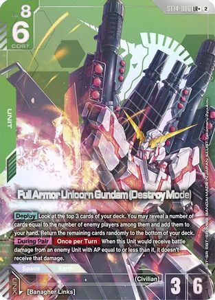 Full Armor Unicorn Gundam (Destroy Mode) (LR+) (ST14-006) [Starter Deck 14 Heavy Dominion] Holofoil