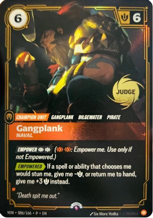 Gangplank, Naval (086/166) [Riftbound Judge Promotional Cards] Foil