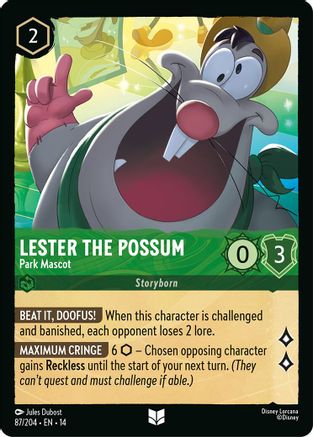 Lester the Possum - Park Mascot (87/204) [Hyperia City] Cold Foil