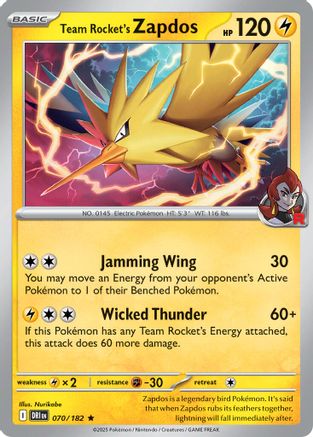 Team Rocket's Zapdos - 70/182 [Deck Exclusives]