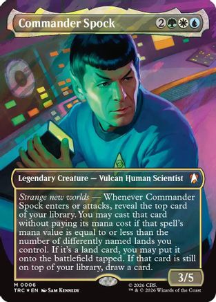 Commander Spock (Borderless) (Surge Foil) [Commander: Star Trek] Foil