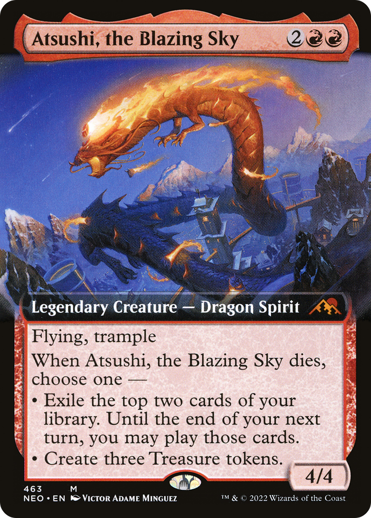 Atsushi, the Blazing Sky (Extended Art) - Kamigawa: Neon Dynasty: (Extended Art)