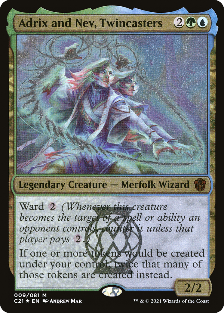 Adrix and Nev, Twincasters (Display Commander) - Thick Stock - Commander 2021 Display Commanders Foil